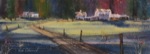 landscape, farm, rural, road, barn, house, field, evening, shadows, original watercolor painting, oberst